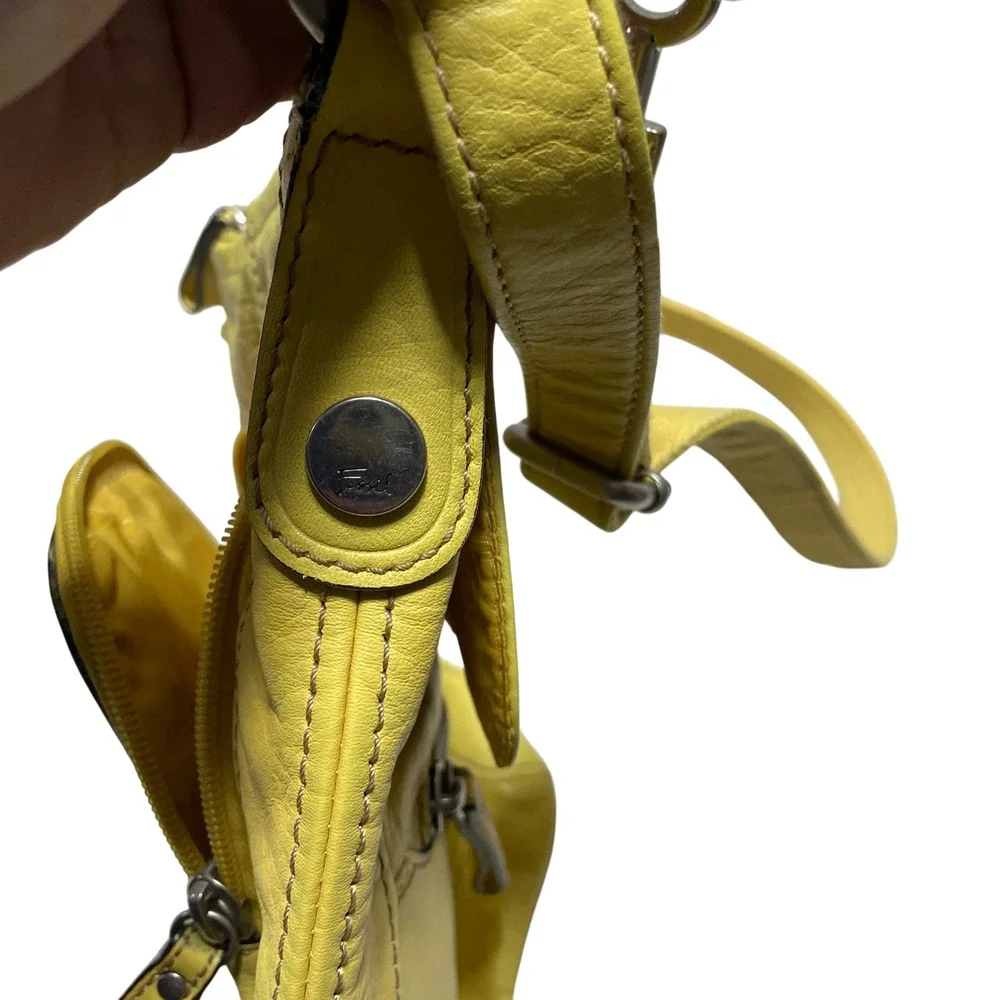 Fossil Hanover Handbag Yellow Leather Crossbody‎ Organizer Flap Bag